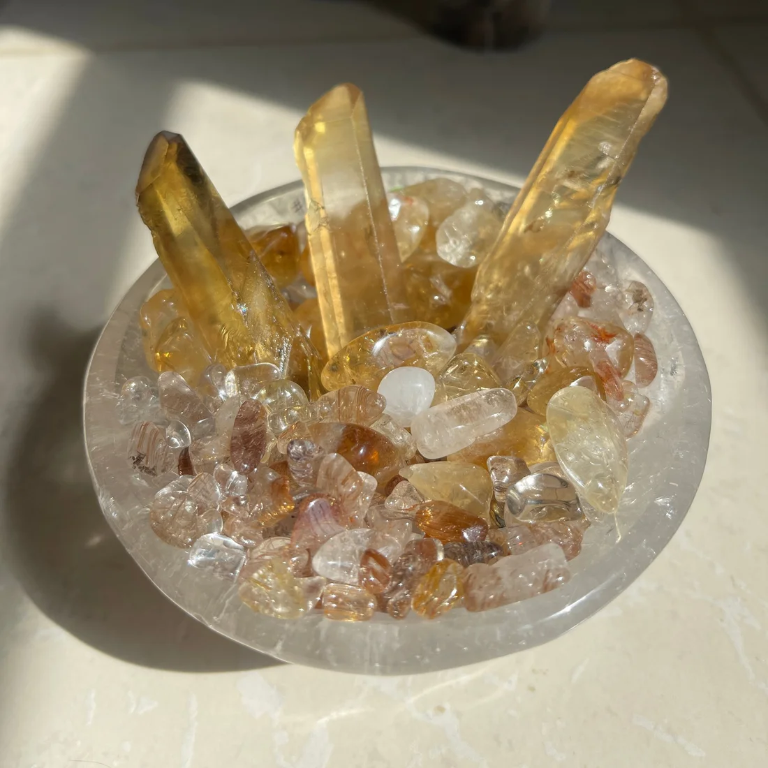 Abundance Bowl Set | Natural Zambian Citrine & Rutilated Quartz