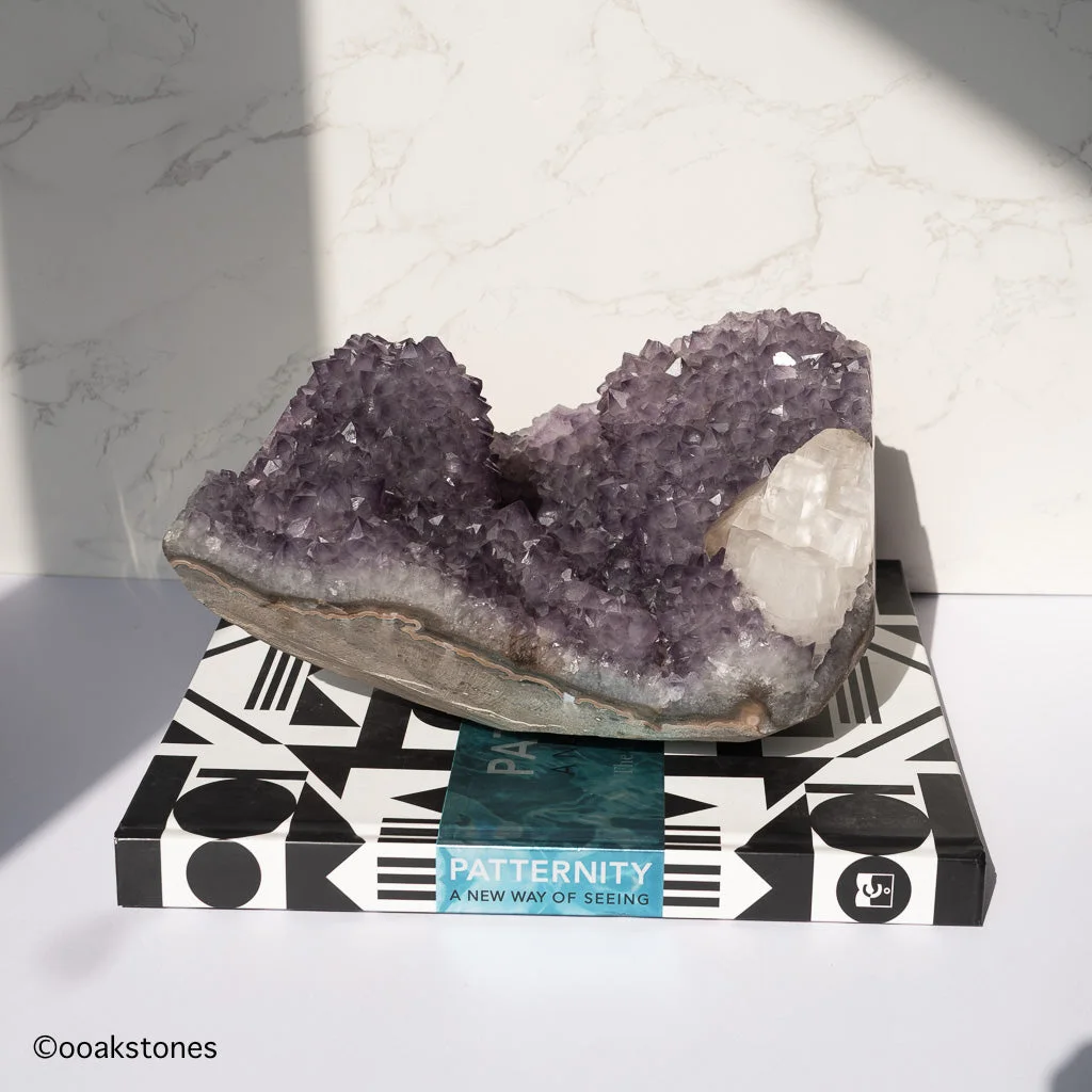 Brazilian Amethyst Cluster with Calcite & Rosette Formation
