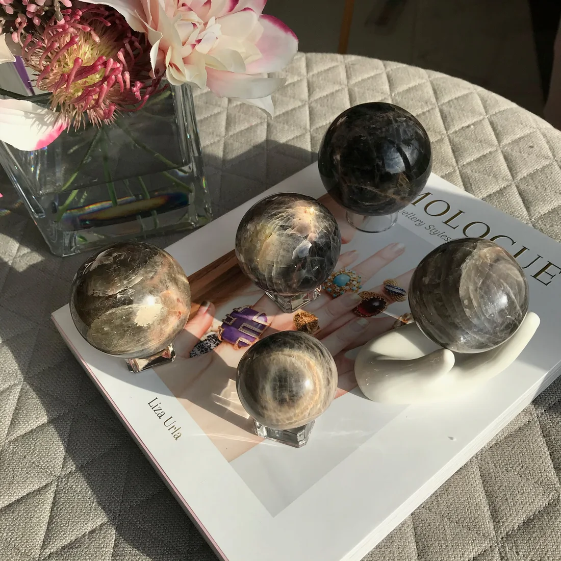Black moonstone sphere