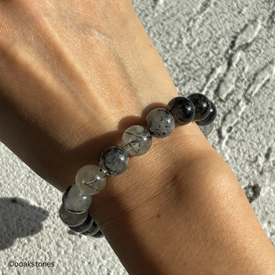 Black Tourmalated Beaded Bracelet