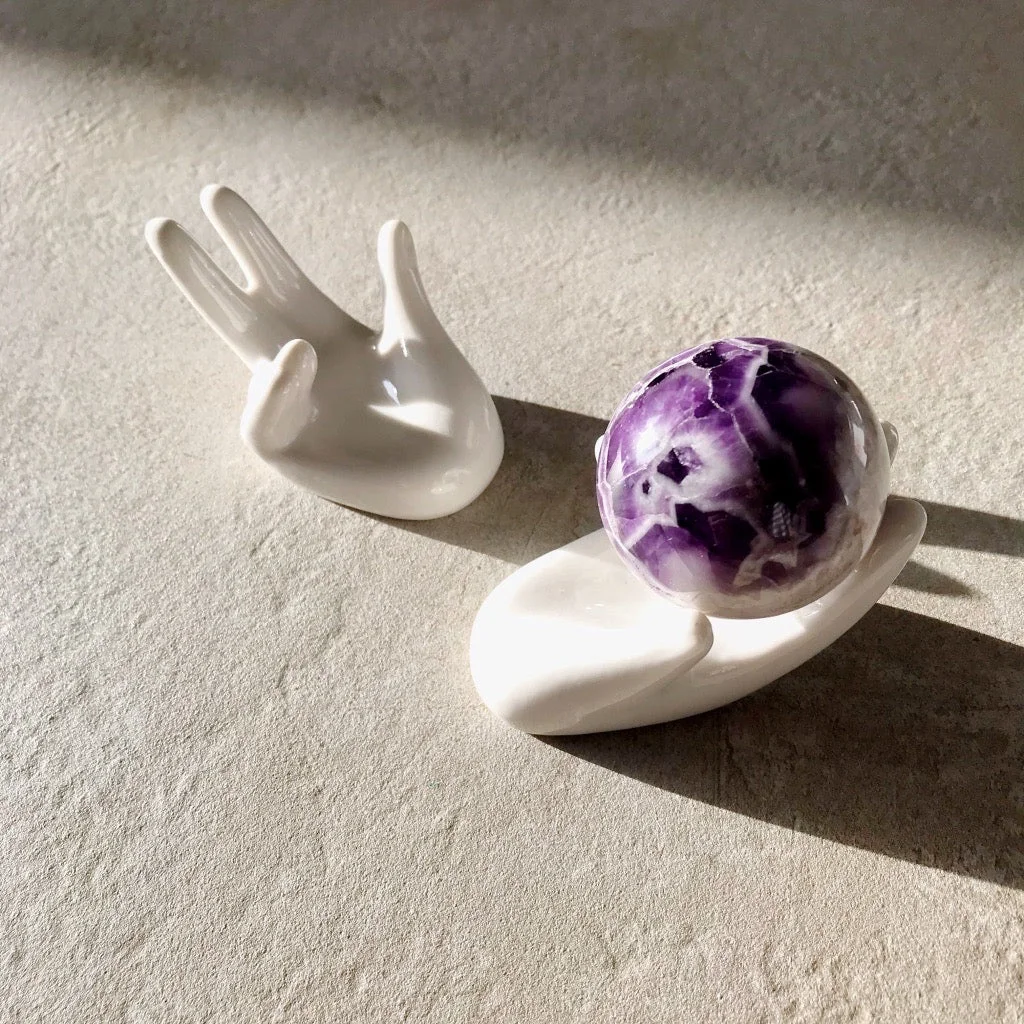 Ceramics hand crystal holder