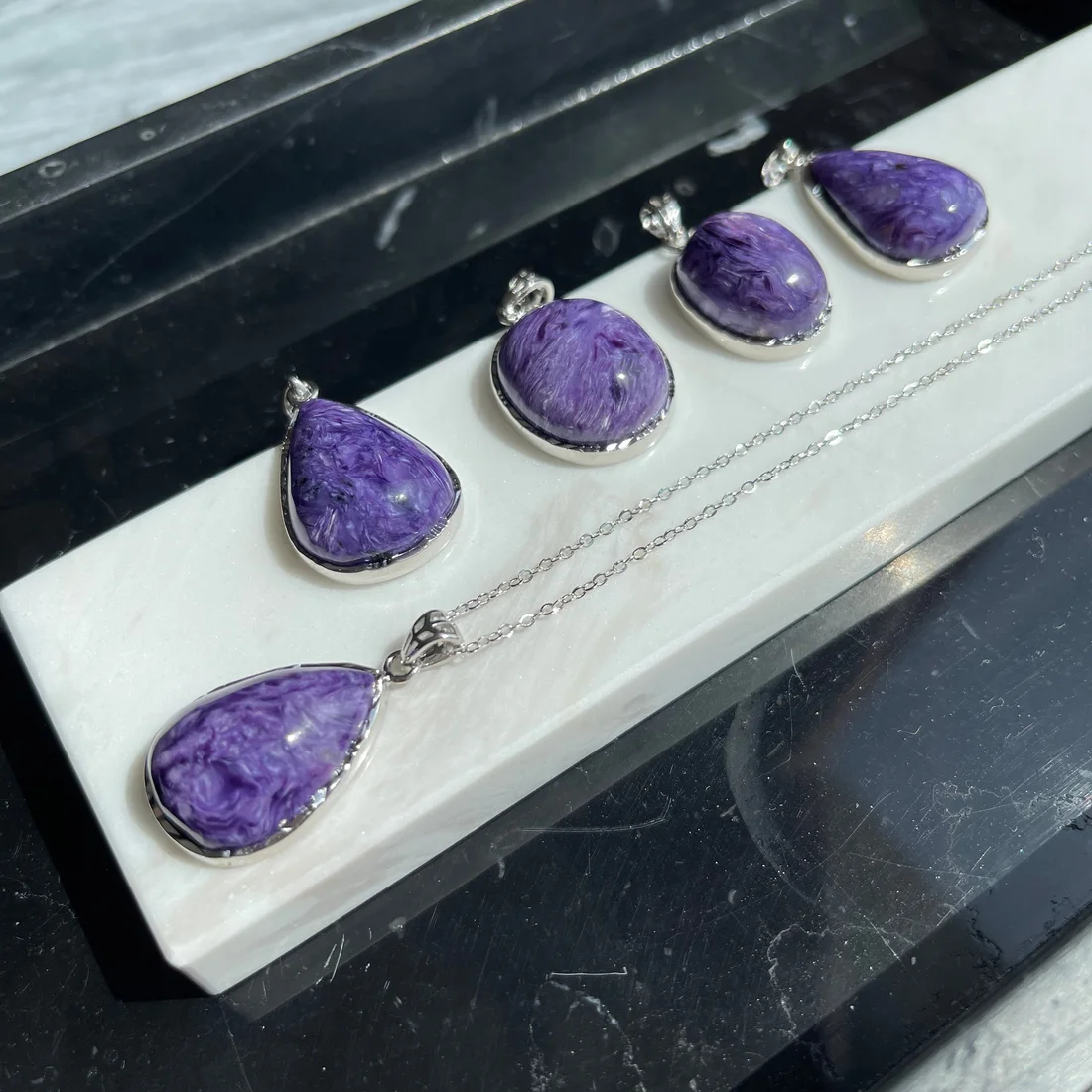 Charoite Silver Pendant