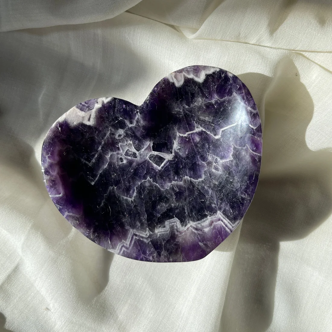 Chevron Amethyst Heart Bowl
