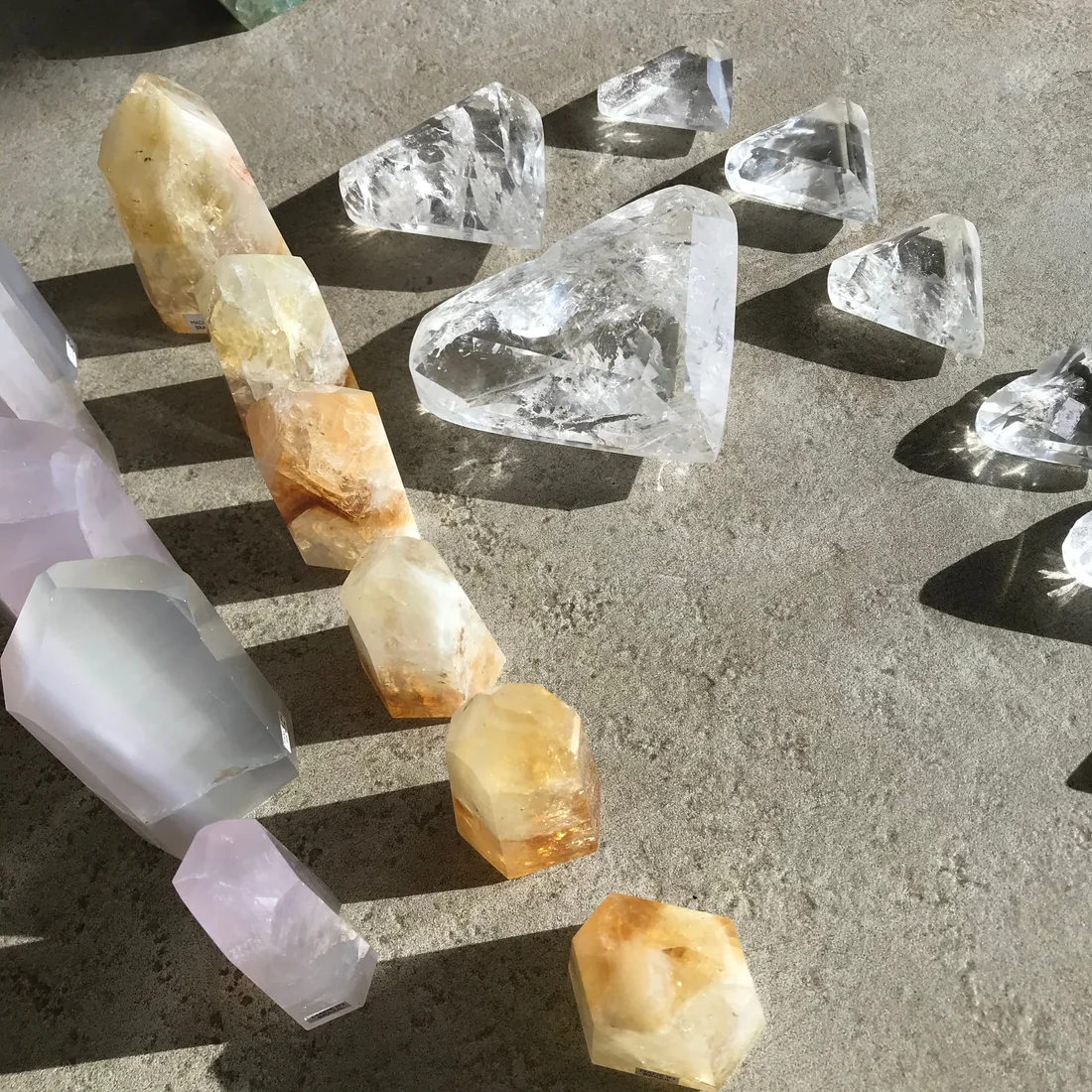 Clear Quartz faceted hearts