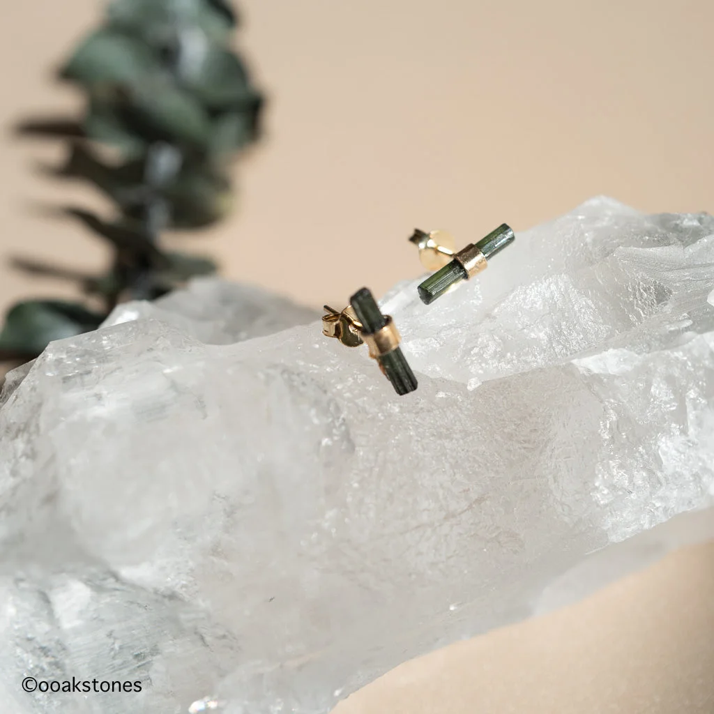 Green Tourmaline Stud Earrings