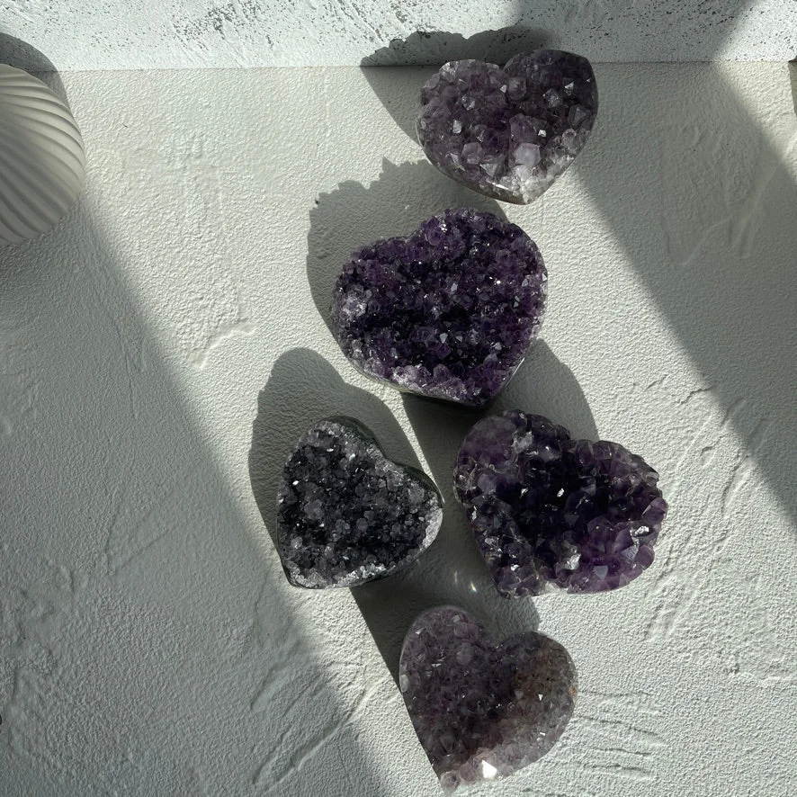 Natural Amethyst Crystal Hearts | Brazil