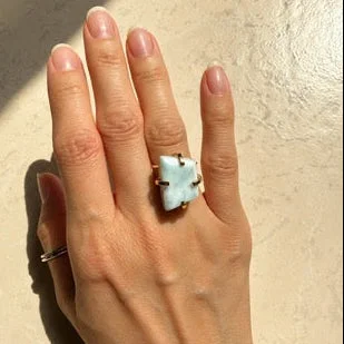 Larimar Electroplated Wired Ring