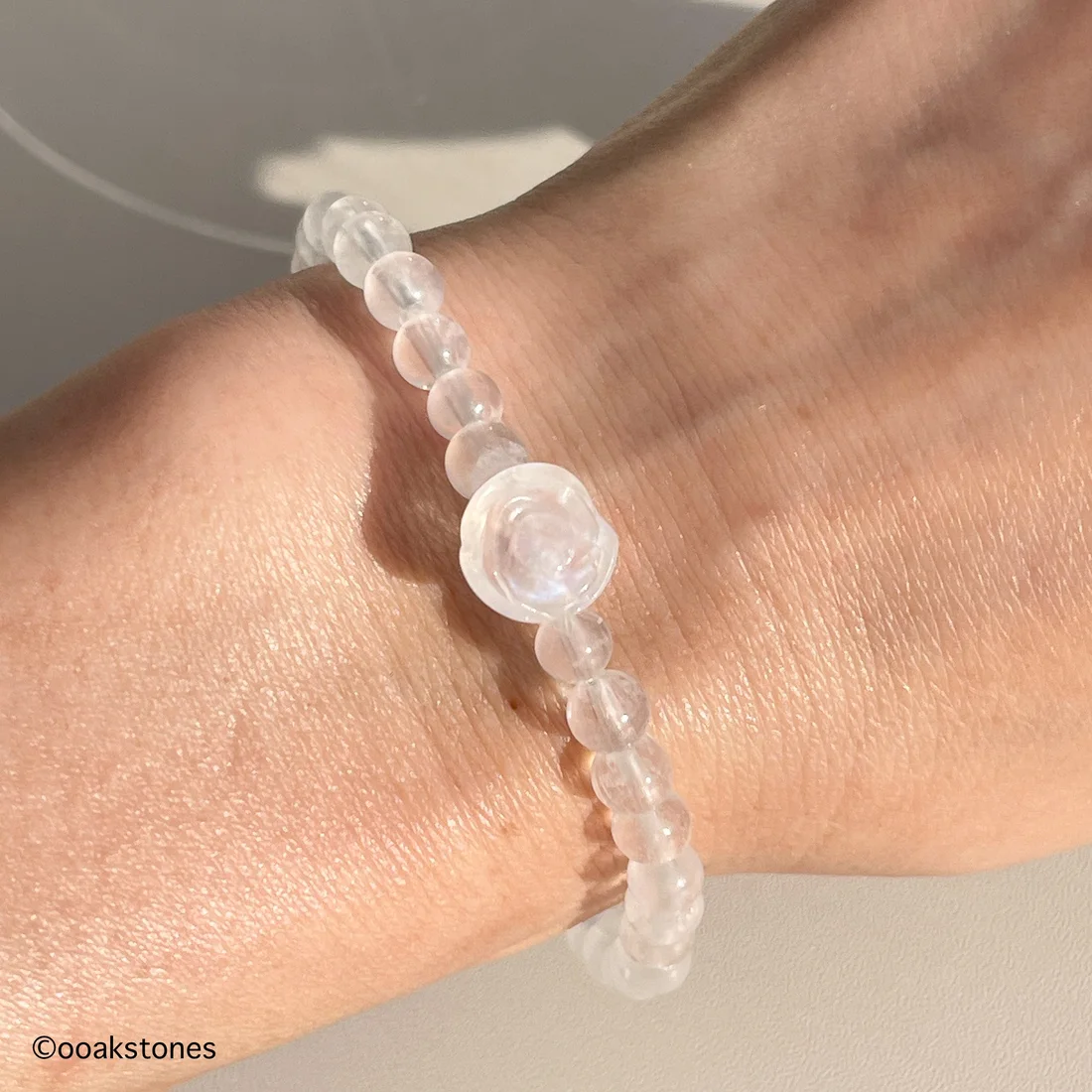 Moonstone Beaded Bracelets with Rose