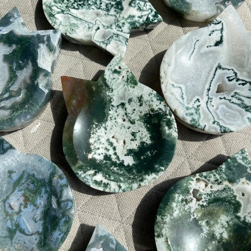 Moss Agate Cat Bowl