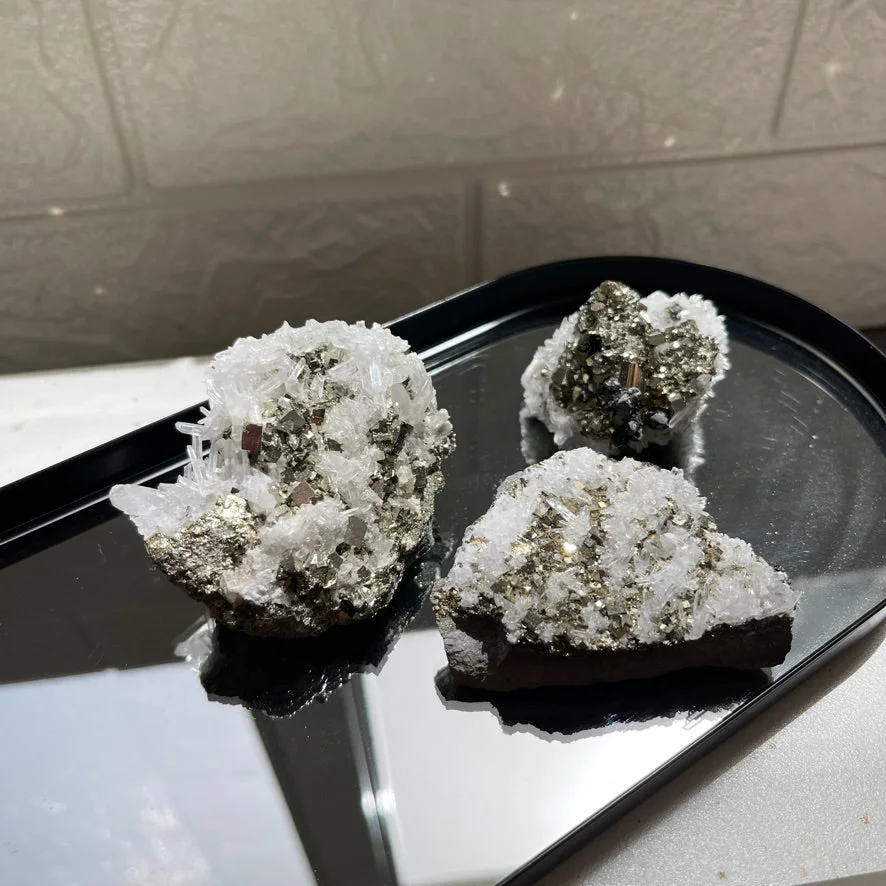 Pyrite with Quartz Cluster