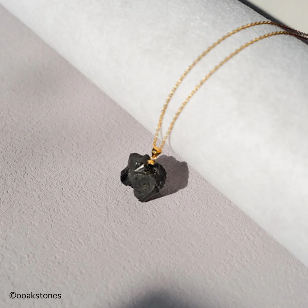 Raw Black Tourmaline Cluster Necklace