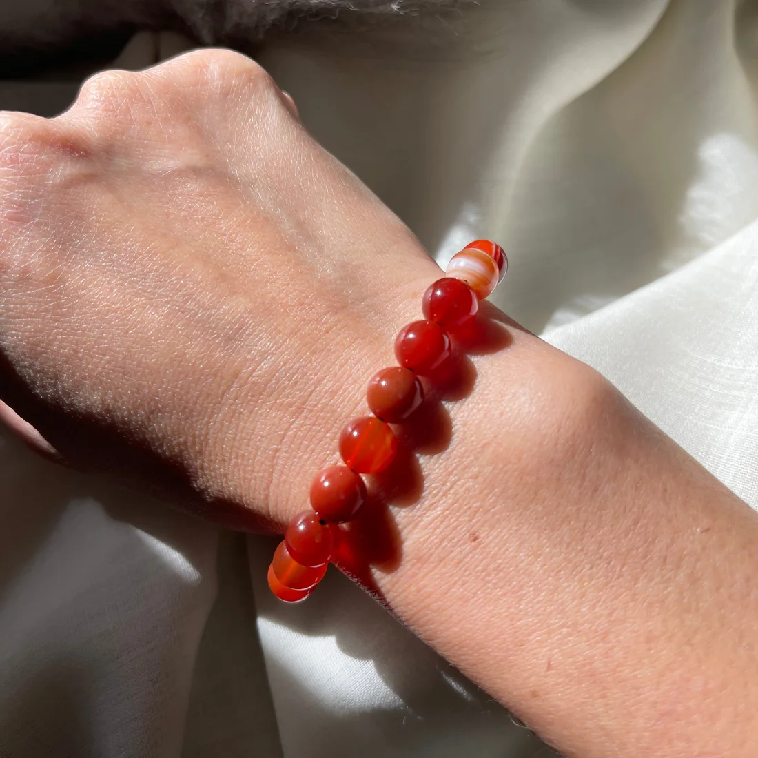 Carnelian beaded bracelet