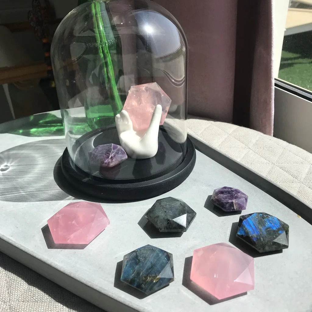 Rose Quartz Hexagon Compass