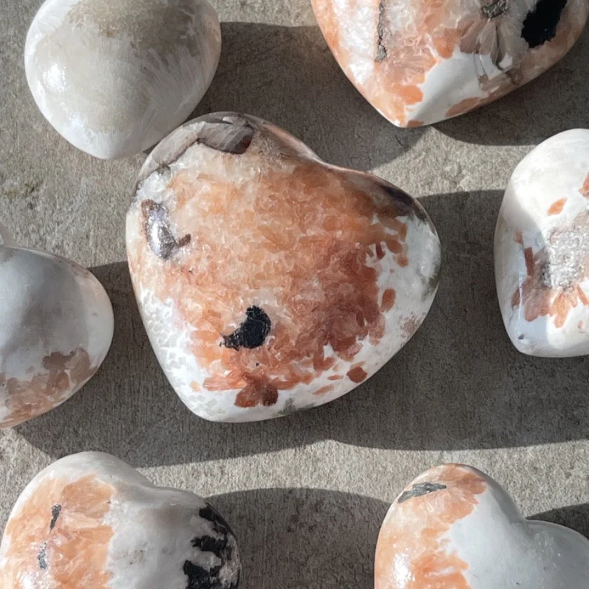 Scolecite with Peach Stilbite Heart