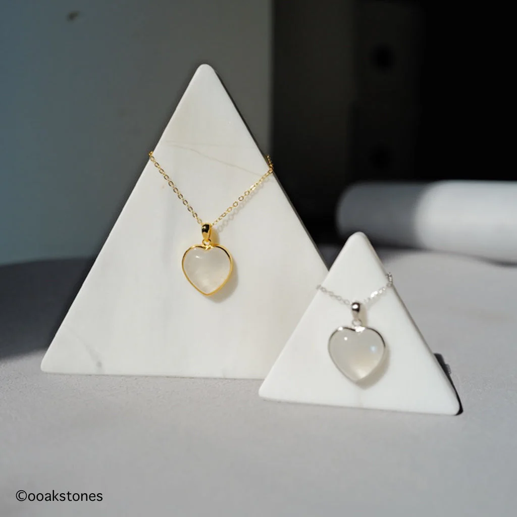 Serene Moonstone Heart Necklace | Natural Rainbow Moonstone Heart Necklace
