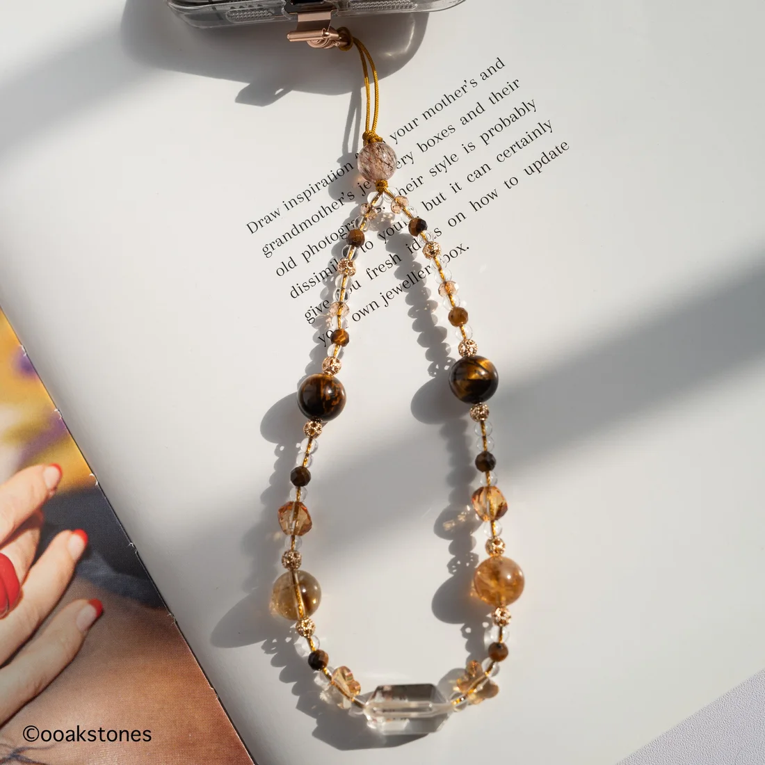Tiger’s Eye, Garden Quartz & Rutilated Quartz Phone Charm
