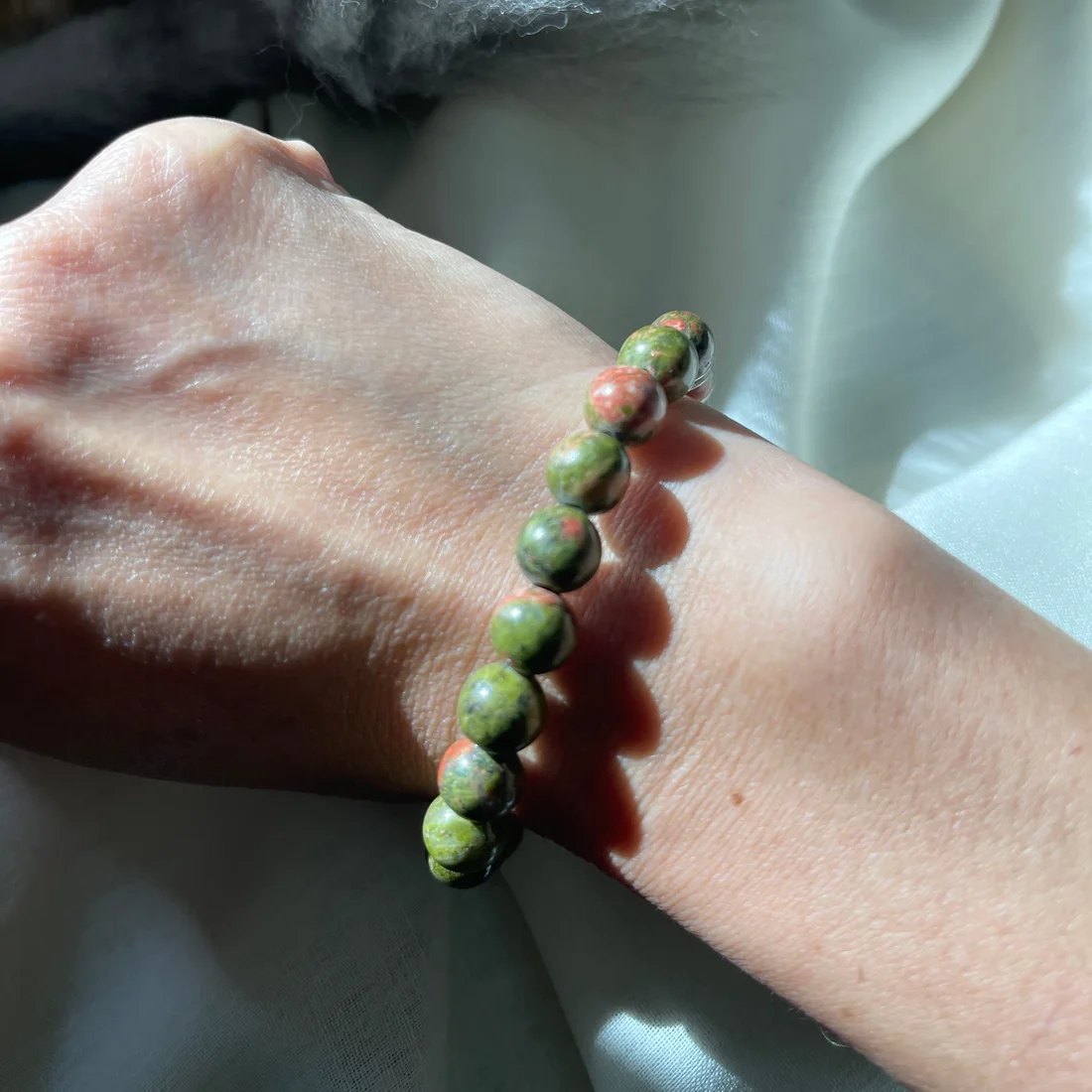Unakite beaded bracelet