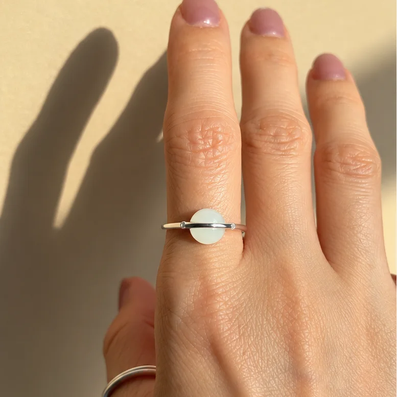 White Jade Orbit Ring