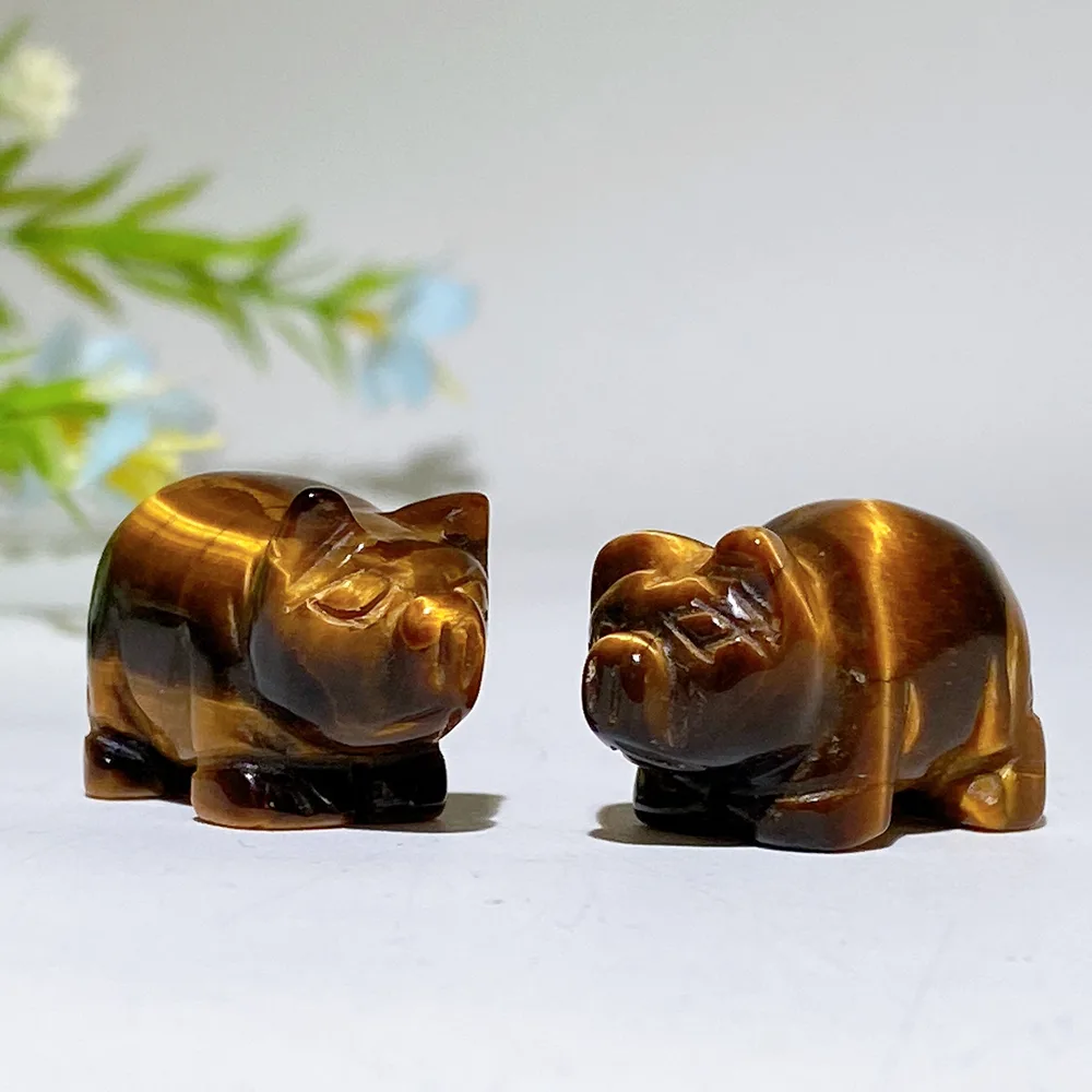 0.9" Yellow Tiger's Eye Pig Carvings Crystal Healing Bulk Wholesale