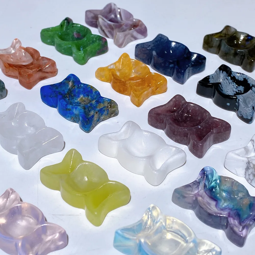 1.0" Crystal Triple Bowl Carving Crystal Healing Bulk Wholesale