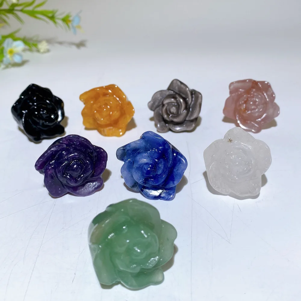 1.1" Crystal Flower Carvings Crystal Healing Bulk Wholesale