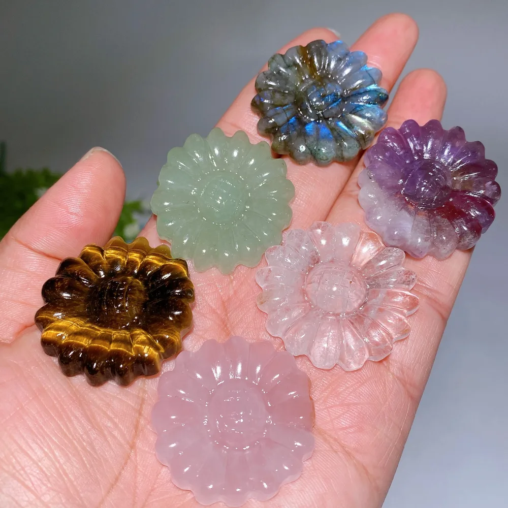1.3" Crystal Sunflower Carving Crystal Healing Bulk Wholesale