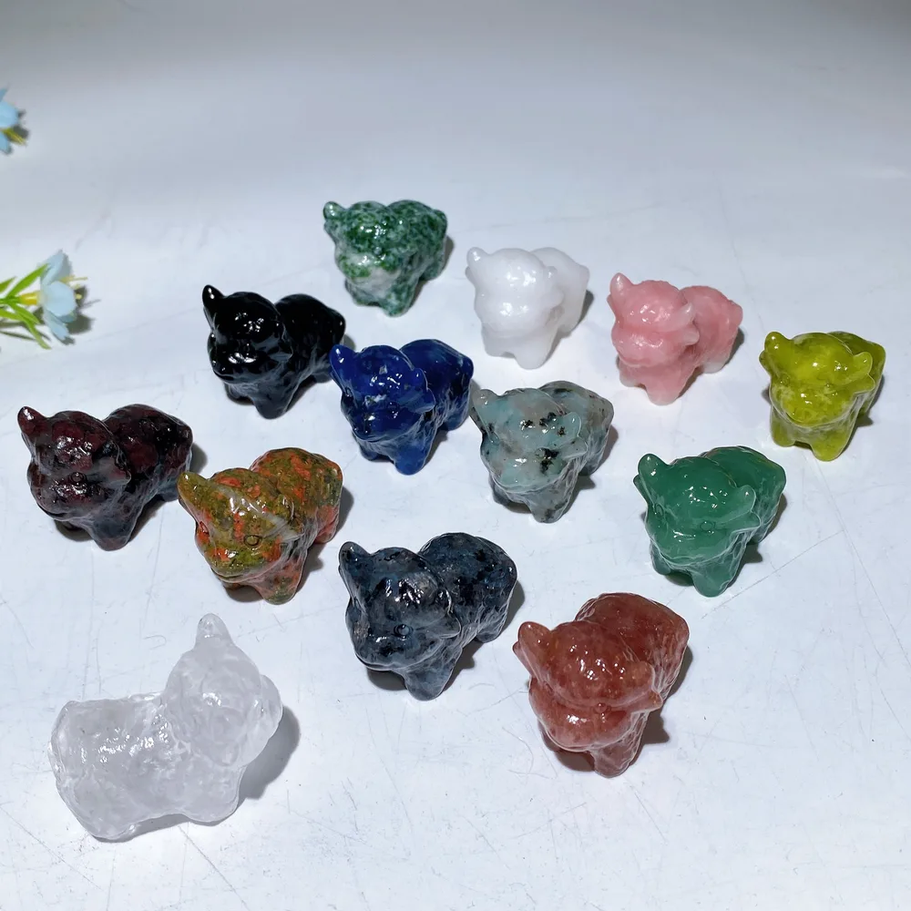 1.5" Crystal Bull Carving Crystal Healing Bulk Wholesale