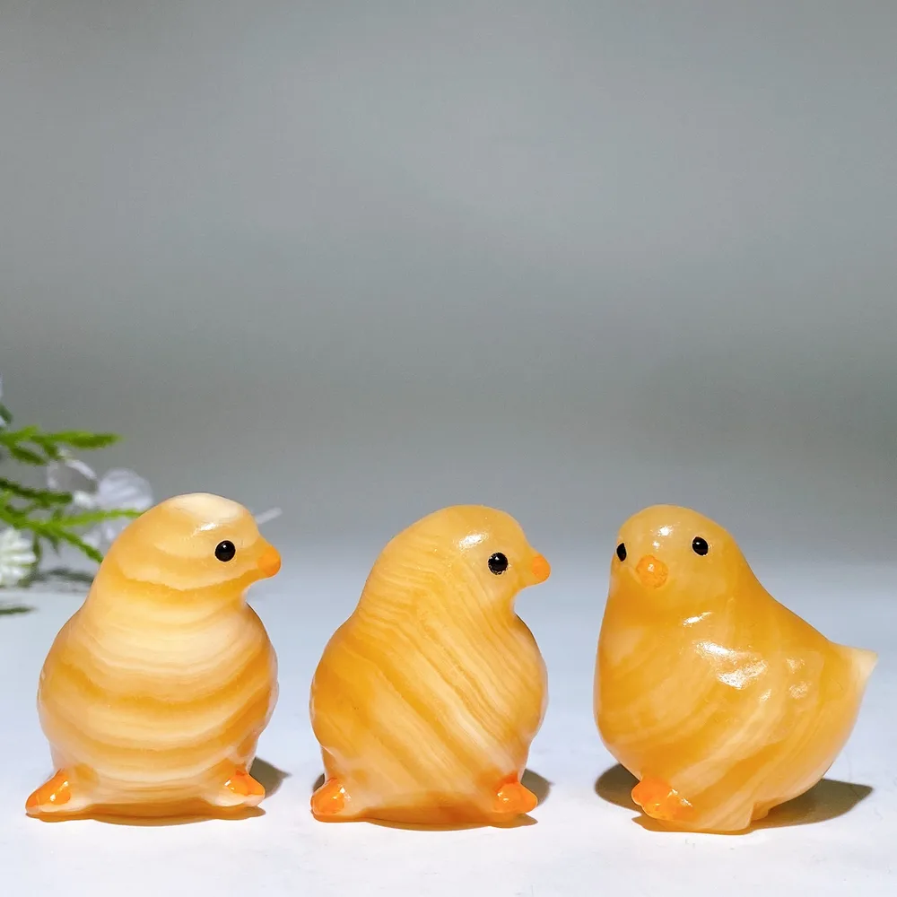 1.5" Orange Calcite Hen Carving Crystal Healing Bulk Wholesale
