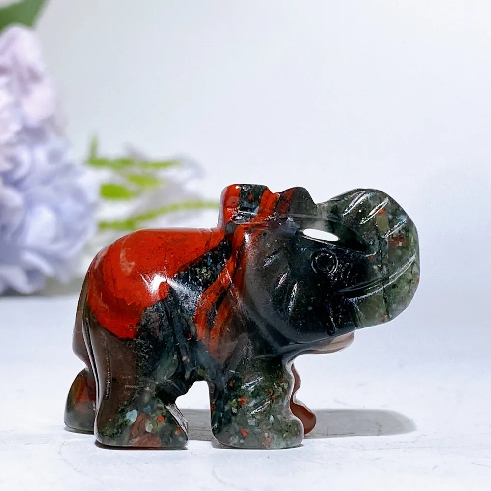 1.6“ Africa Blood Stone Elephant Carving Crystal Healing Bulk Wholesale