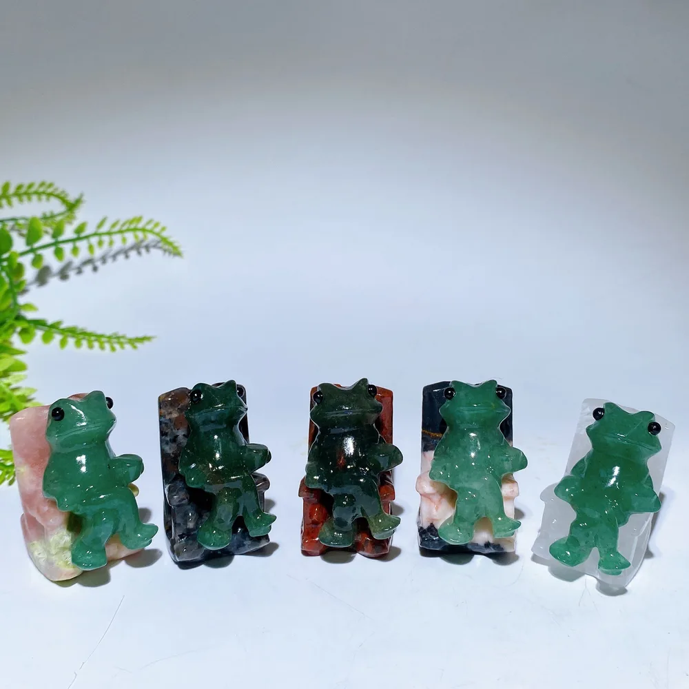 1.6" Natural Crystal Frog in Chair Carving Crystal Healing Bulk Wholesale