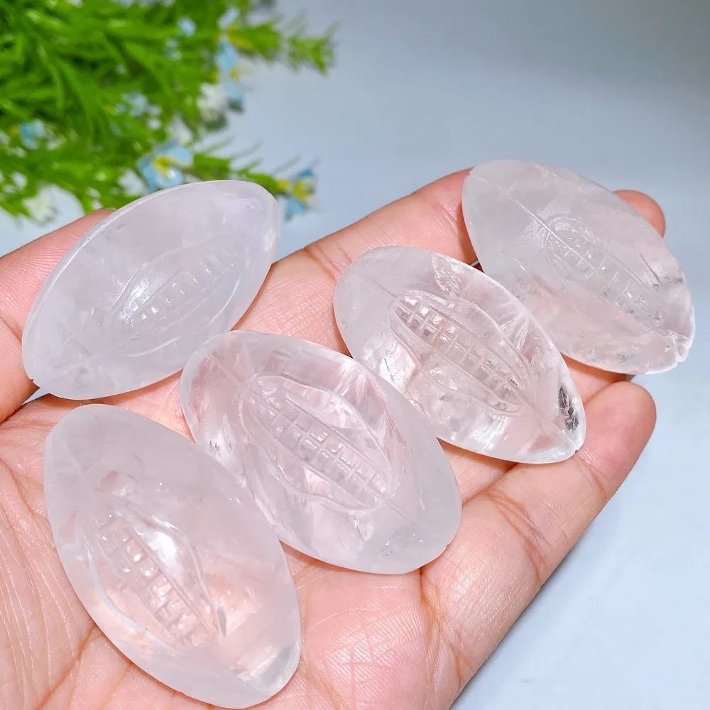 1.8"-2.0" Clear Quartz Rugby Carving Crystal Healing Bulk Wholesale