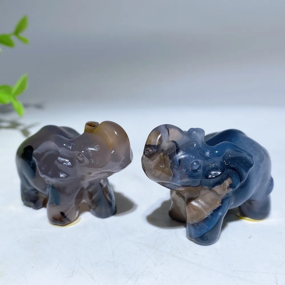 1.8"-2.1"  UV Reactive Volvanic Agate Turtle Elephant Cat Wolf Animal Carving Crystal Healing Bulk Wholesale