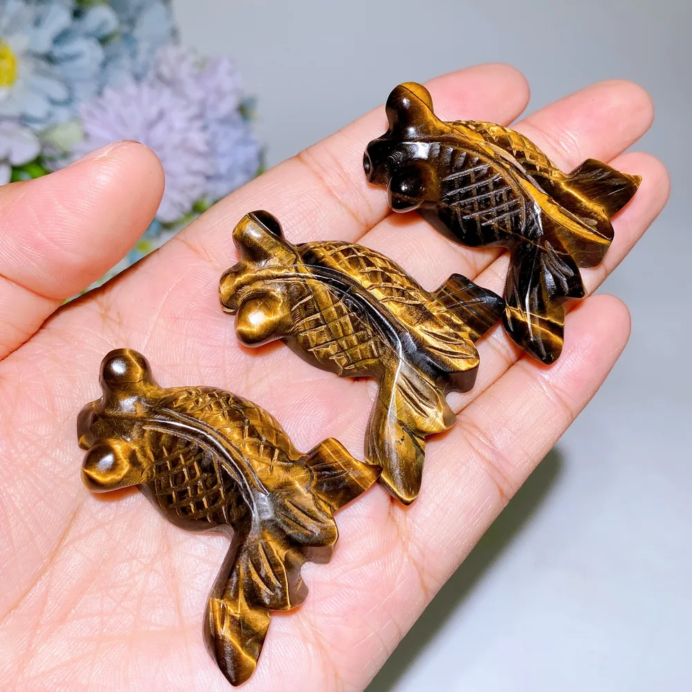 1.8" Drilled Crystal Golden Fish Pendant Crystal Healing Bulk Wholesale