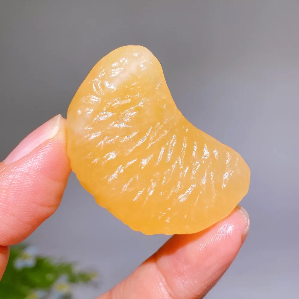 1.8" Orange Calcite Orange Segnment Fruit Carving Crystal Healing Bulk Wholesale