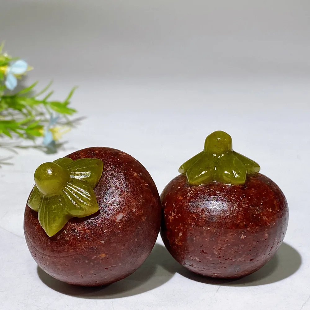 1.8" Strawberry Quartz with Serpentine Mangosteen Fruit Carving Crystal Healing Bulk Wholesale