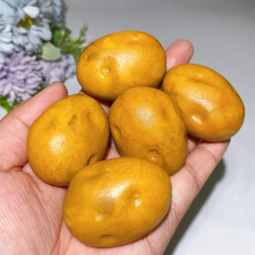 1.8" Yellow Jade Potato Vegetable Carving Crystal Healing Bulk Wholesale