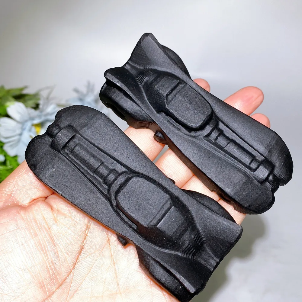 10cm Black Obsidian Race Car Carving Crystal Healing Bulk Wholesale