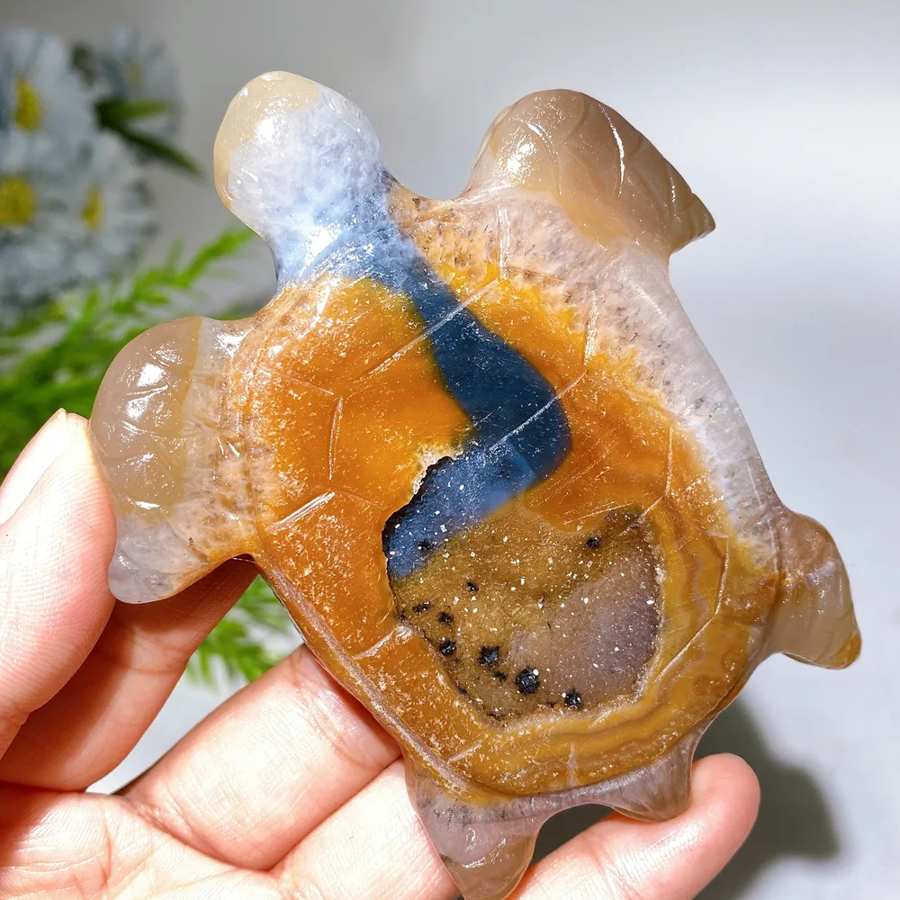 10cm Druzy Agate Turtle Carving Crystal Healing Bulk Wholesale