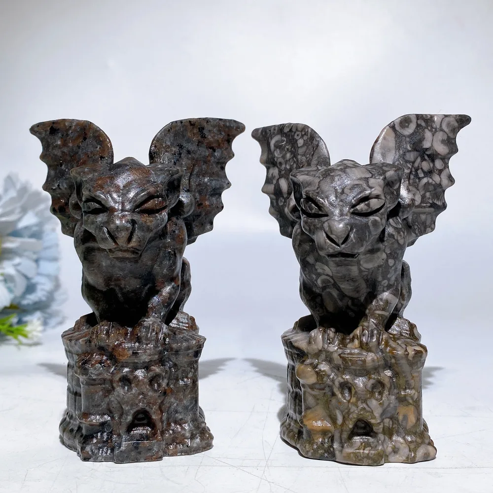 10cm Yooperlite Fossil Stone Gargoyle Carving Crystal Healing Bulk Wholesale