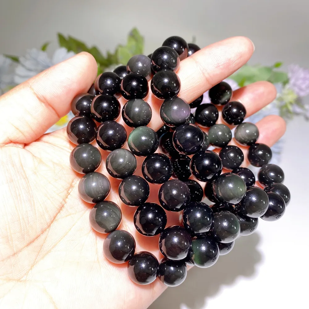 10mm 12mm Rainbow Obsidian Bracelet Crystal Healing Bulk Wholesale