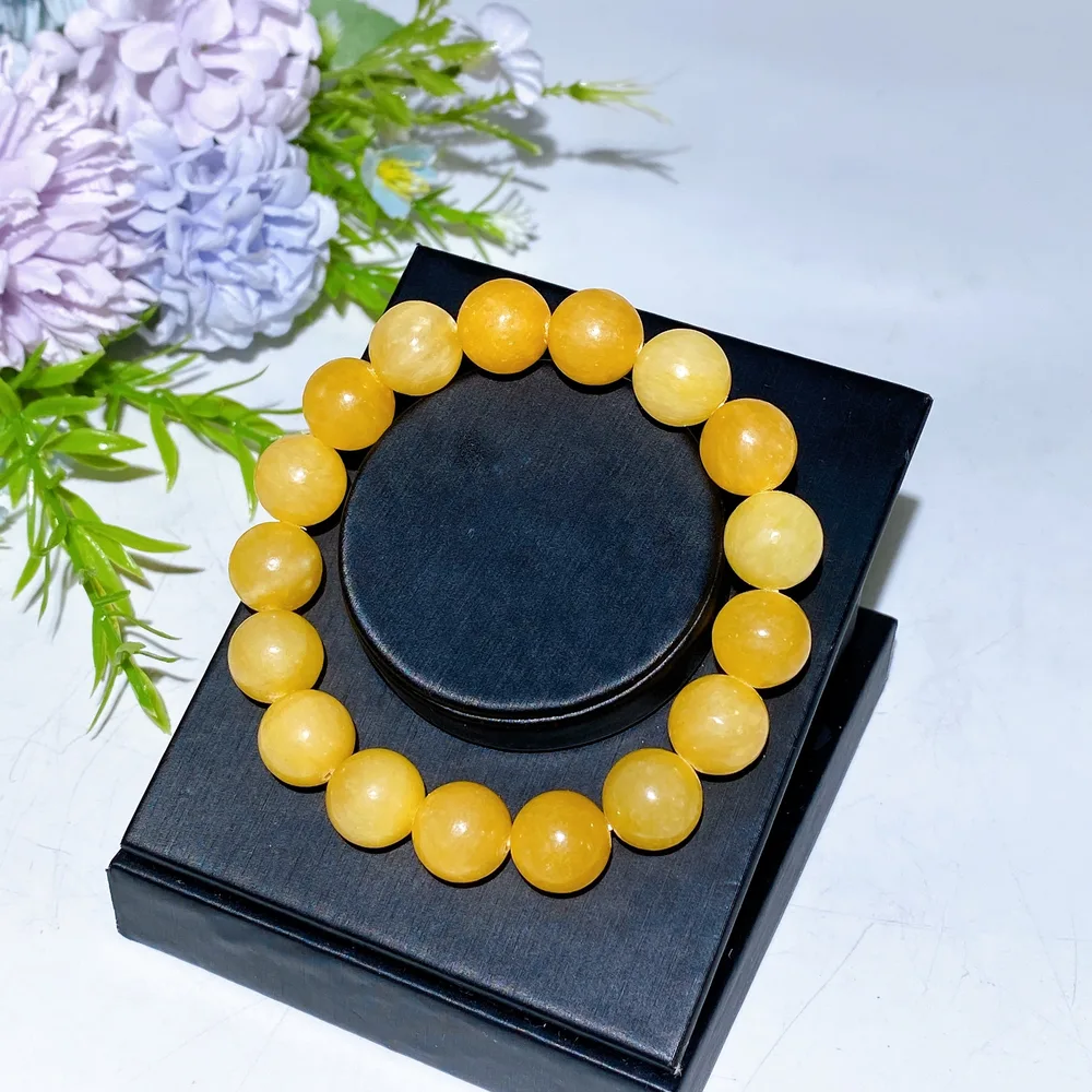 12mm Orange Calcite Bracelet Crystal Healing Bulk Wholesale