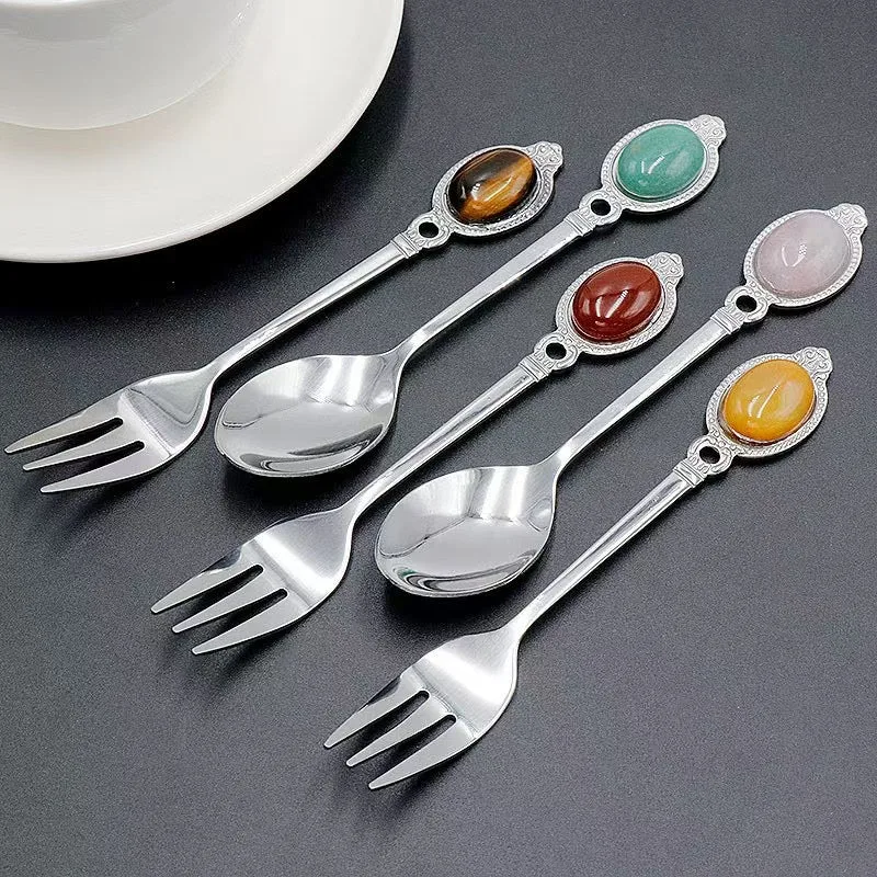 13cm Silver Crystal Fork Spoon Crystal Healing Bulk Wholesale