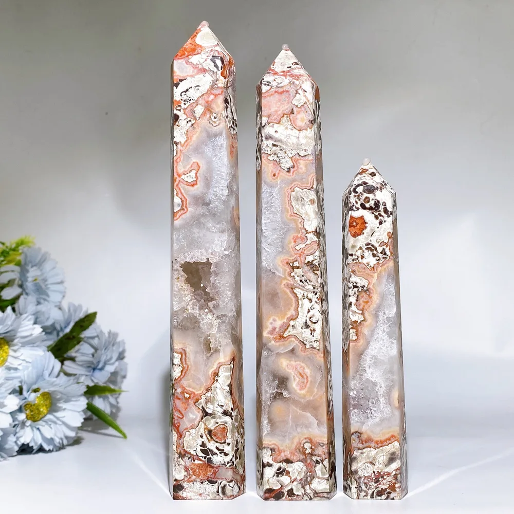 15-30cm Druzy Money Agate Tower Crystal Healing Bulk Wholesale