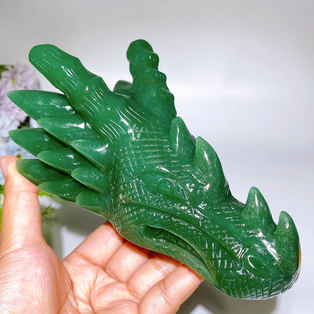 16cm Green Aventurine Dragon Head Carving Crystal Healing Bulk Wholesale