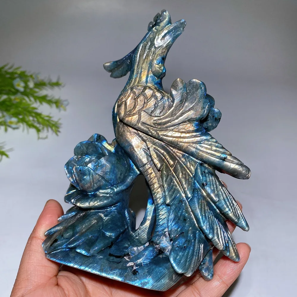 16cm Unique Labradorite Phoenix Carving Crystal Healing Bulk Wholesale
