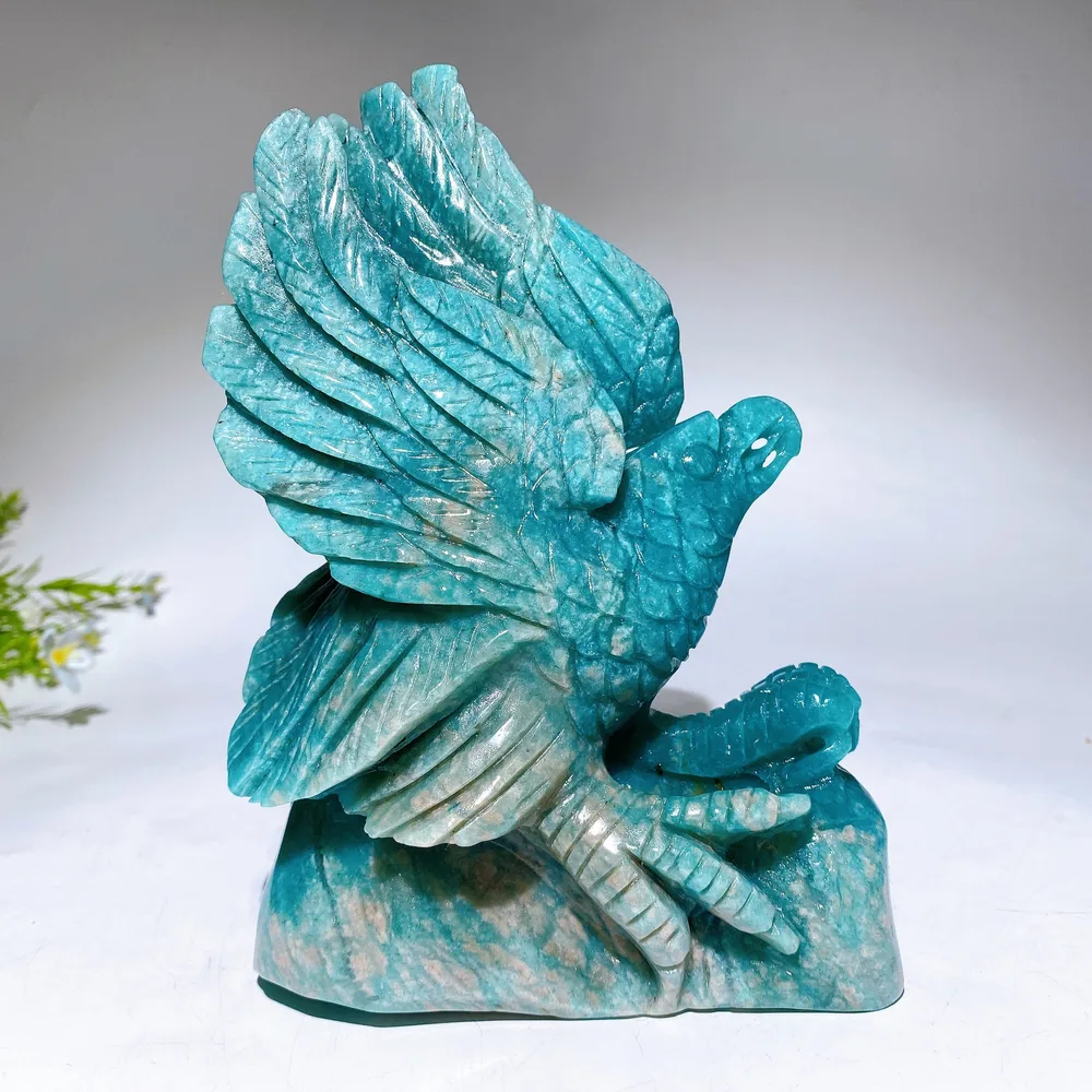 18cm Hand Carved Natural Amazonite Eagle Crystal Healing Bulk Wholesale