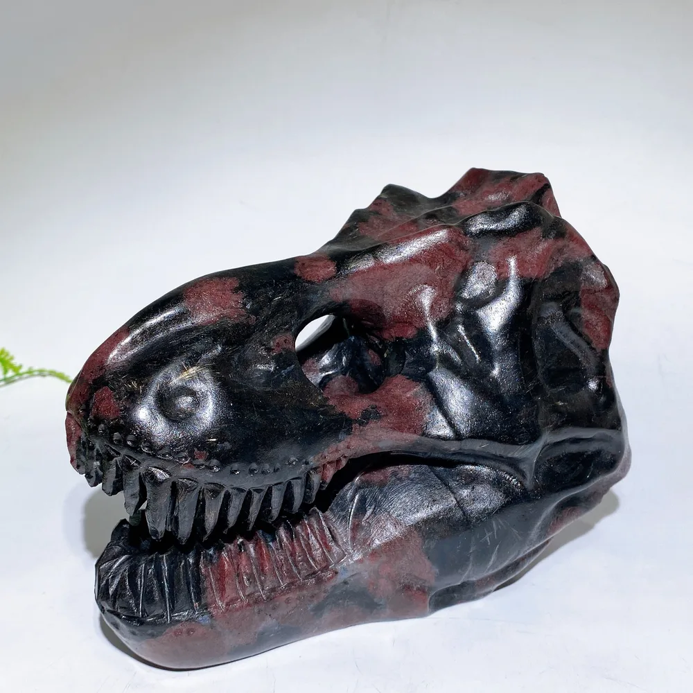 Natural Astrophylite Growing with Garnet Dinosaur Skull Carving Crystal Healing Bulk Wholesale