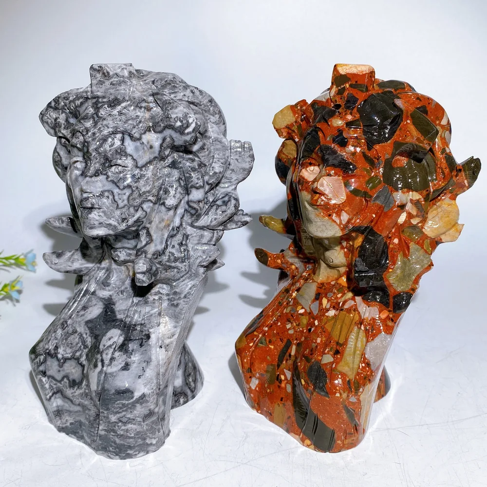 18cm Picasso Stone Jade Medusa Carving Crystal healing Bulk Wholesale