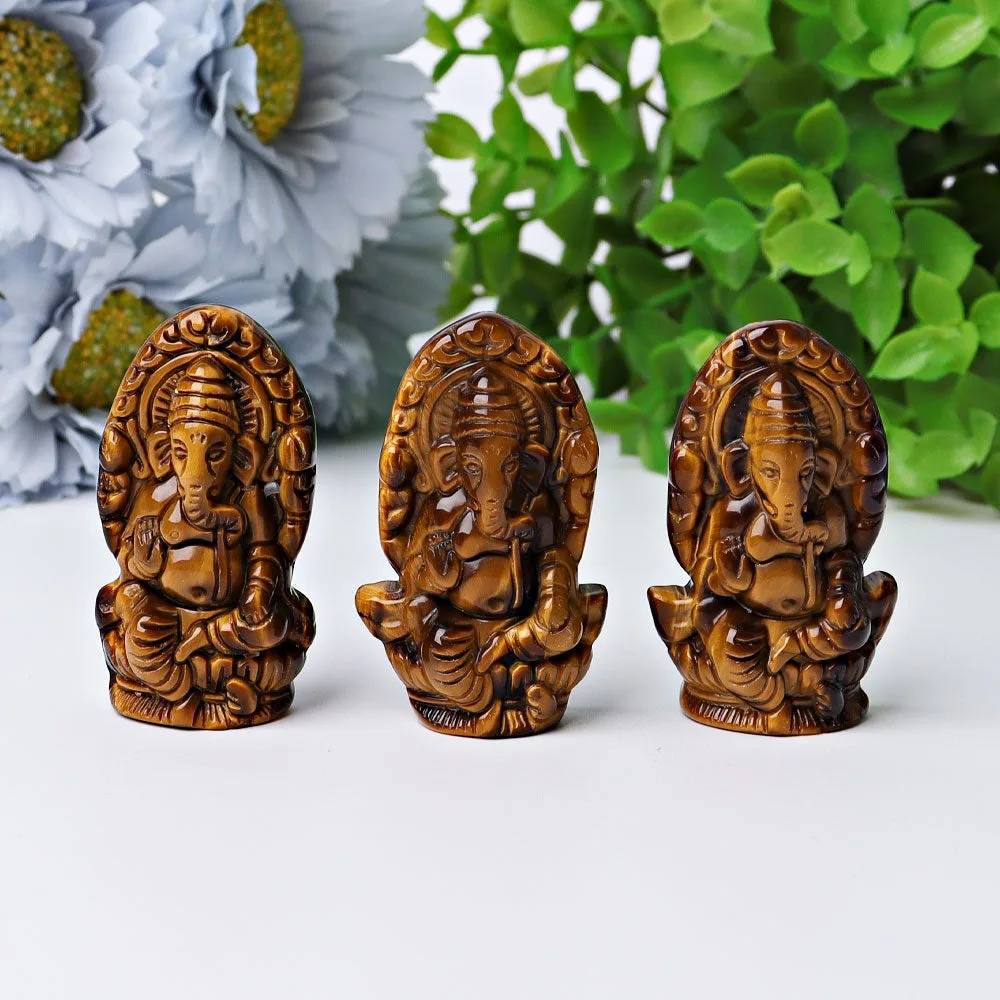 1.9" Tiger's Eye Ganesha Crystal Carving Best Crystal Wholesalers
