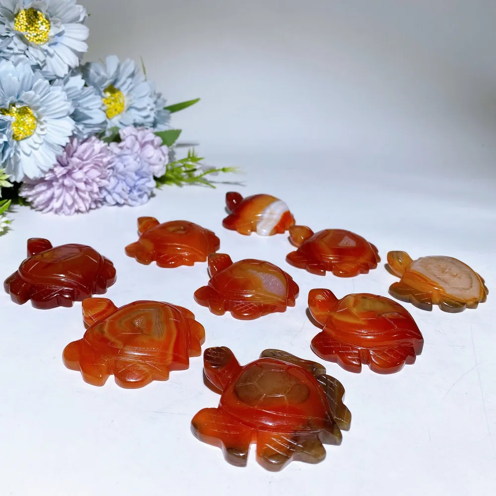2.0"-2.2" Carnelian Turtle Carving Crystal Healing Bulk Wholesale